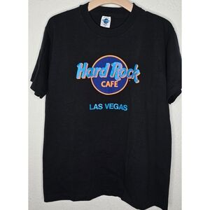 Vintage 90's Neon Single Stitch Hard Rock Cafe Las Vegas USA Sz L Black T Shirt